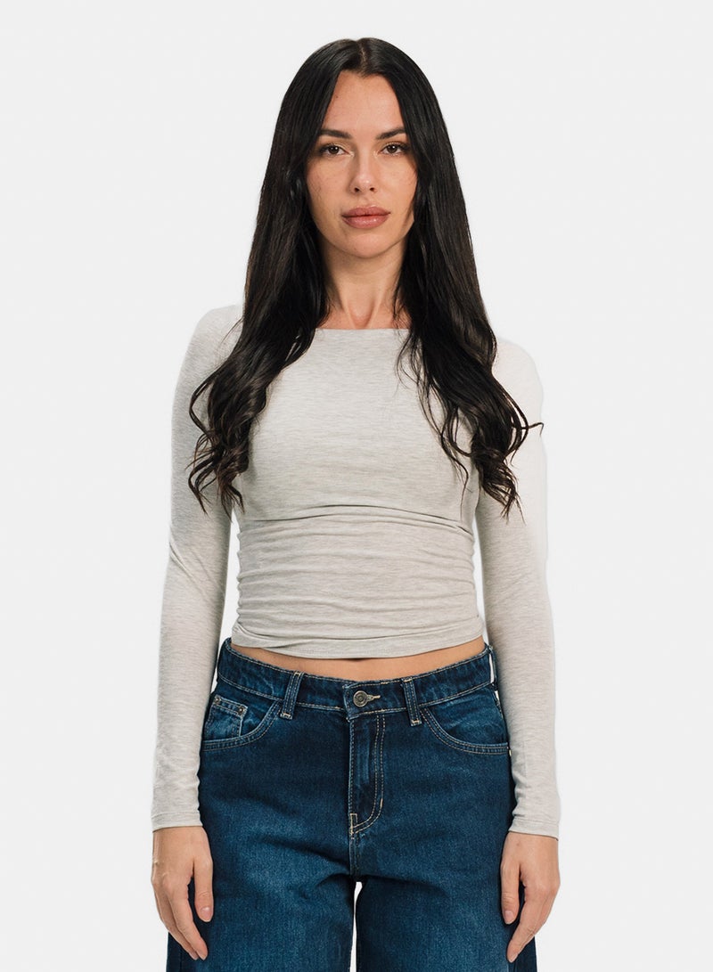 Boat Neck Long Sleeve Top